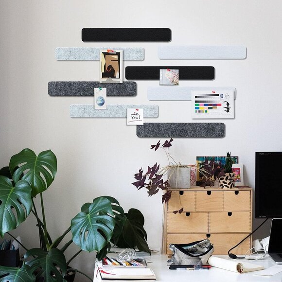 Felt Pin Board Bar 13"x2", Pack of 8 Bulletin Board Strips with 40 Push Pins, Ho - Picture 4 of 7